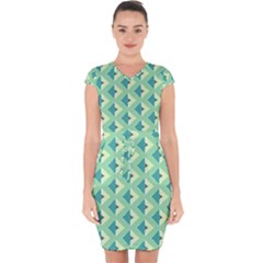 Background Chevron Green Capsleeve Drawstring Dress  by HermanTelo