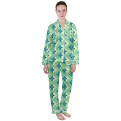Background Chevron Green Satin Long Sleeve Pyjamas Set