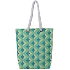 Background Chevron Green Full Print Rope Handle Tote (small)