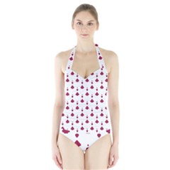 Pattern Card Halter Swimsuit