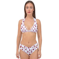 Pattern Card Double Strap Halter Bikini Set