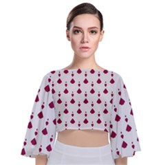 Pattern Card Tie Back Butterfly Sleeve Chiffon Top