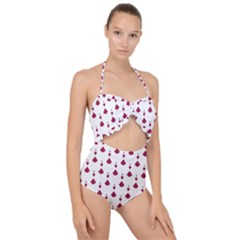 Pattern Card Scallop Top Cut Out Swimsuit