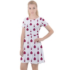 Pattern Card Cap Sleeve Velour Dress 