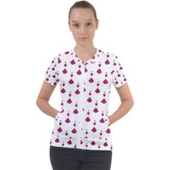 Pattern Card Short Sleeve Zip Up Jacket