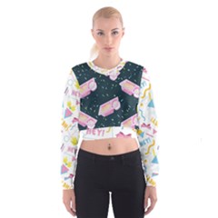 1 Arnold Dunkaroos Funfetti Print Dark Blue 1 Cropped Sweatshirt by elizabethjonesstyling