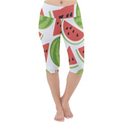 Watermelon Juice Auglis Clip Art Watermelon Lightweight Velour Cropped Yoga Leggings by Vaneshart