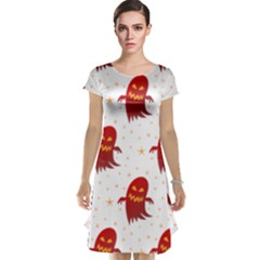 Ghost Halloween Drawing Flower Leaf Cap Sleeve Nightdress