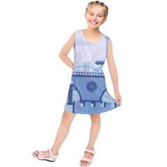 Blue City Building Fantasy Kids  Tunic Dress by Vaneshart