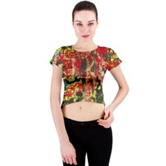 Red Country-1-2 Crew Neck Crop Top by bestdesignintheworld