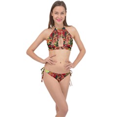 Red Country-1-2 Cross Front Halter Bikini Set by bestdesignintheworld