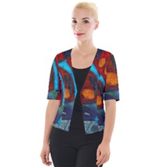 Abstract With Heart Cropped Button Cardigan by bloomingvinedesign