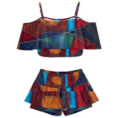 Abstract With Heart Kids  Off Shoulder Skirt Bikini by bloomingvinedesign