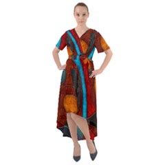 Abstract With Heart Front Wrap High Low Dress by bloomingvinedesign