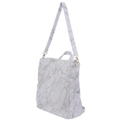White Marble Texture Floor Background With Gold Veins Intrusions Greek Marble Print Luxuous Real Marble Crossbody Backpack by genx