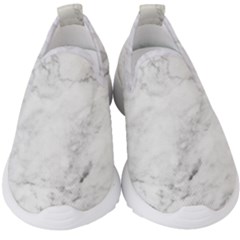 White Marble Texture Floor Background With Dark Gray Grey Texture Greek Marble Print Luxuous Real Marble Kids  Slip On Sneakers by genx