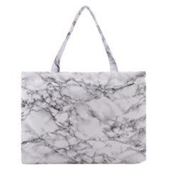 White Marble Texture Floor Background With Black Veins Texture Greek Marble Print Luxuous Real Marble Zipper Medium Tote Bag by genx