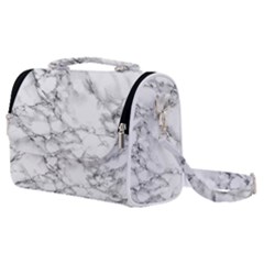 White Marble Texture Floor Background With Black Veins Texture Greek Marble Print Luxuous Real Marble Satchel Shoulder Bag by genx