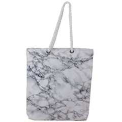 White Marble Texture Floor Background With Black Veins Texture Greek Marble Print Luxuous Real Marble Full Print Rope Handle Tote (large) by genx