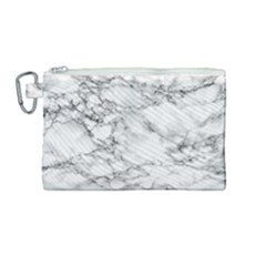 White Marble Texture Floor Background With Black Veins Texture Greek Marble Print Luxuous Real Marble Canvas Cosmetic Bag (medium) by genx