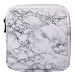 White Marble Texture Floor Background With Black Veins Texture Greek Marble Print Luxuous Real Marble Mini Square Pouch by genx