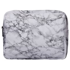White Marble Texture Floor Background With Black Veins Texture Greek Marble Print Luxuous Real Marble Make Up Pouch (large) by genx