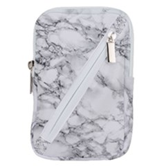 White Marble Texture Floor Background With Black Veins Texture Greek Marble Print Luxuous Real Marble Belt Pouch Bag (small) by genx