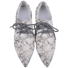 White Marble Texture Floor Background With Black Veins Texture Greek Marble Print Luxuous Real Marble Women s Pointed Oxford Shoes by genx