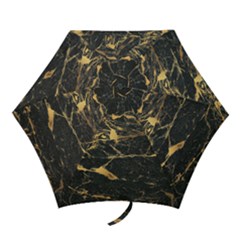 Black Marble Texture With Gold Veins Floor Background Print Luxuous Real Marble Mini Folding Umbrellas by genx