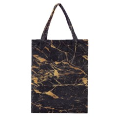 Black Marble Texture With Gold Veins Floor Background Print Luxuous Real Marble Classic Tote Bag