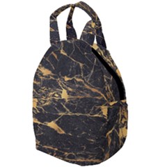 Black Marble Texture With Gold Veins Floor Background Print Luxuous Real Marble Travel Backpacks by genx