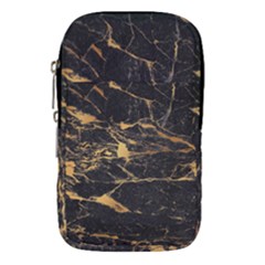 Black Marble Texture With Gold Veins Floor Background Print Luxuous Real Marble Waist Pouch (small) by genx