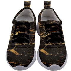 Black Marble Texture With Gold Veins Floor Background Print Luxuous Real Marble Kids Athletic Shoes by genx