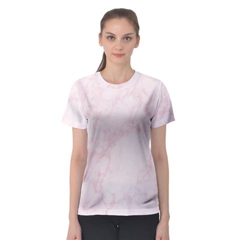 Pink Marble Texture Floor Background With Light Pink Veins Greek Marble Print Luxuous Real Marble  Women s Sport Mesh Tee by genx