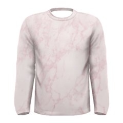 Pink Marble Texture Floor Background With Light Pink Veins Greek Marble Print Luxuous Real Marble  Men s Long Sleeve Tee by genx