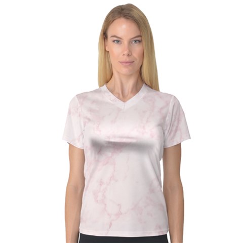 Pink Marble Texture Floor Background With Light Pink Veins Greek Marble Print Luxuous Real Marble  V-neck Sport Mesh Tee by genx