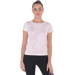Pink Marble Texture Floor Background With Light Pink Veins Greek Marble Print Luxuous Real Marble  Short Sleeve Sports Top  by genx