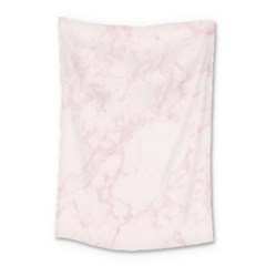 Pink Marble Texture Floor Background With Light Pink Veins Greek Marble Print Luxuous Real Marble  Small Tapestry by genx