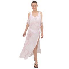 Pink Marble Texture Floor Background With Light Pink Veins Greek Marble Print Luxuous Real Marble  Maxi Chiffon Cover Up Dress by genx