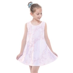 Pink Marble Texture Floor Background With Light Pink Veins Greek Marble Print Luxuous Real Marble  Kids  Summer Dress by genx