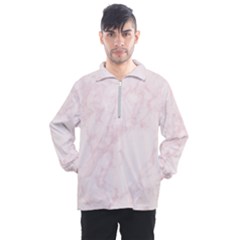 Pink Marble Texture Floor Background With Light Pink Veins Greek Marble Print Luxuous Real Marble  Men s Half Zip Pullover by genx