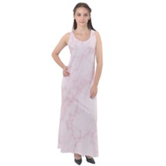 Pink Marble Texture Floor Background With Light Pink Veins Greek Marble Print Luxuous Real Marble  Sleeveless Velour Maxi Dress by genx