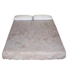 Pink Marble Beige Texture Floor Background With Shinny Pink Veins Greek Marble Print Luxuous Real Marble  Fitted Sheet (queen Size) by genx