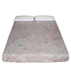 Pink Marble Beige Texture Floor Background With Shinny Pink Veins Greek Marble Print Luxuous Real Marble  Fitted Sheet (california King Size) by genx