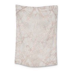 Pink Marble Beige Texture Floor Background With Shinny Pink Veins Greek Marble Print Luxuous Real Marble  Small Tapestry by genx