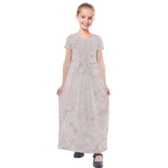 Pink Marble Beige Texture Floor Background With Shinny Pink Veins Greek Marble Print Luxuous Real Marble  Kids  Short Sleeve Maxi Dress by genx