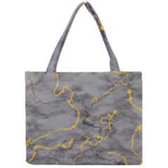 Marble Neon Retro Light Gray With Gold Yellow Veins Texture Floor Background Retro Neon 80s Style Neon Colors Print Luxuous Real Marble Mini Tote Bag by genx