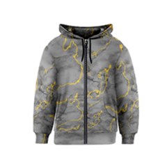 Marble Neon Retro Light Gray With Gold Yellow Veins Texture Floor Background Retro Neon 80s Style Neon Colors Print Luxuous Real Marble Kids  Zipper Hoodie by genx