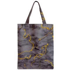 Marble Neon Retro Light Gray With Gold Yellow Veins Texture Floor Background Retro Neon 80s Style Neon Colors Print Luxuous Real Marble Zipper Classic Tote Bag