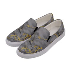 Marble Neon Retro Light Gray With Gold Yellow Veins Texture Floor Background Retro Neon 80s Style Neon Colors Print Luxuous Real Marble Women s Canvas Slip Ons by genx